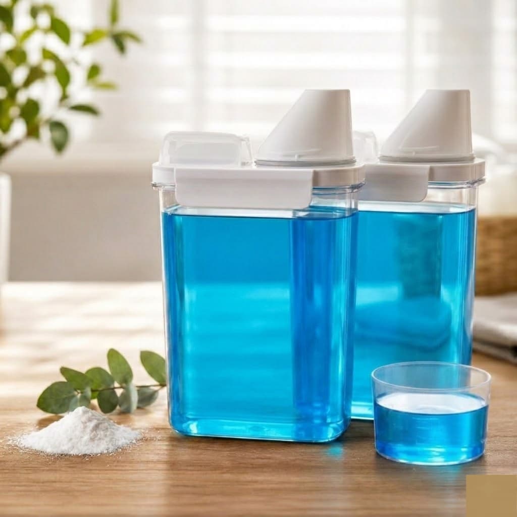 Kit 2 Dispenser Organizador Lavanderia C/ Copo Medidor Sabão