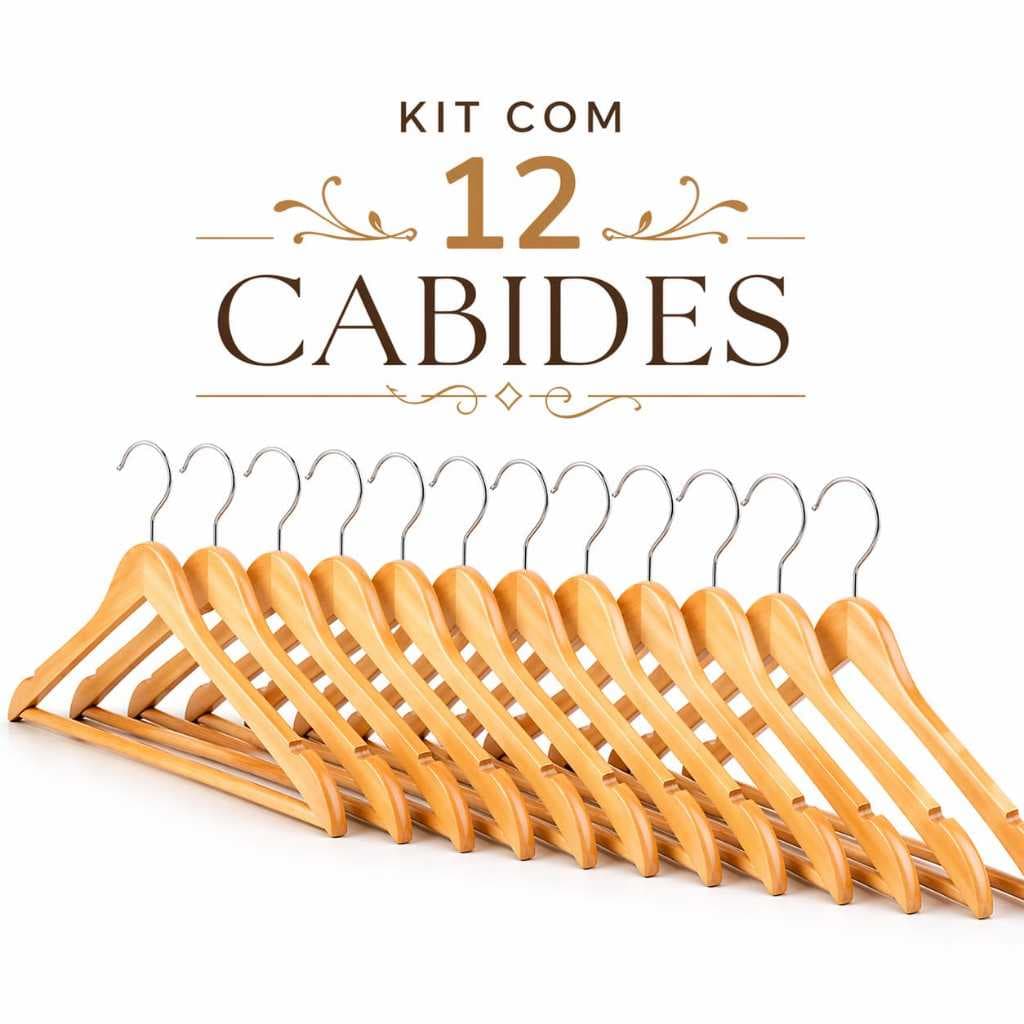 Kit 12 Cabides Madeira Com Rachadura Design Para Alcas Suporte Roupas Resistentes