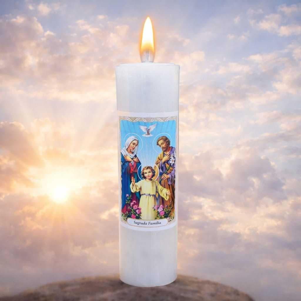 1 Vela Santos Católicos Sagrada Familia 100% Parafina Pura 260g Velas Faria