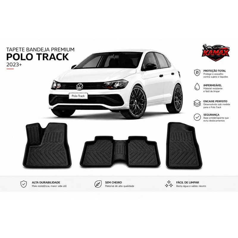 Tapete Bandeja Polo Track 2023 a 2026- 3 Peças em TPE Premium