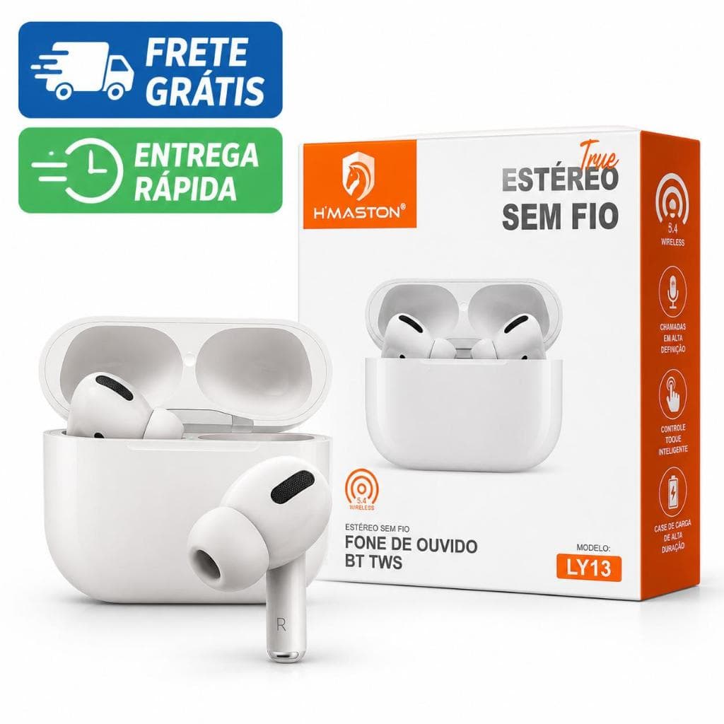 Fone De Ouvido Bluetooth TWS H'Maston LY-13 Sem Fio Compatível Android E IPhone