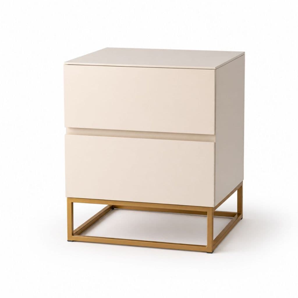 Mesa de Cabeceira Lateral Apoio Quarto MDF Decorativo Moderno Com Pés 2 Gavetas Para Cama Box Quarto