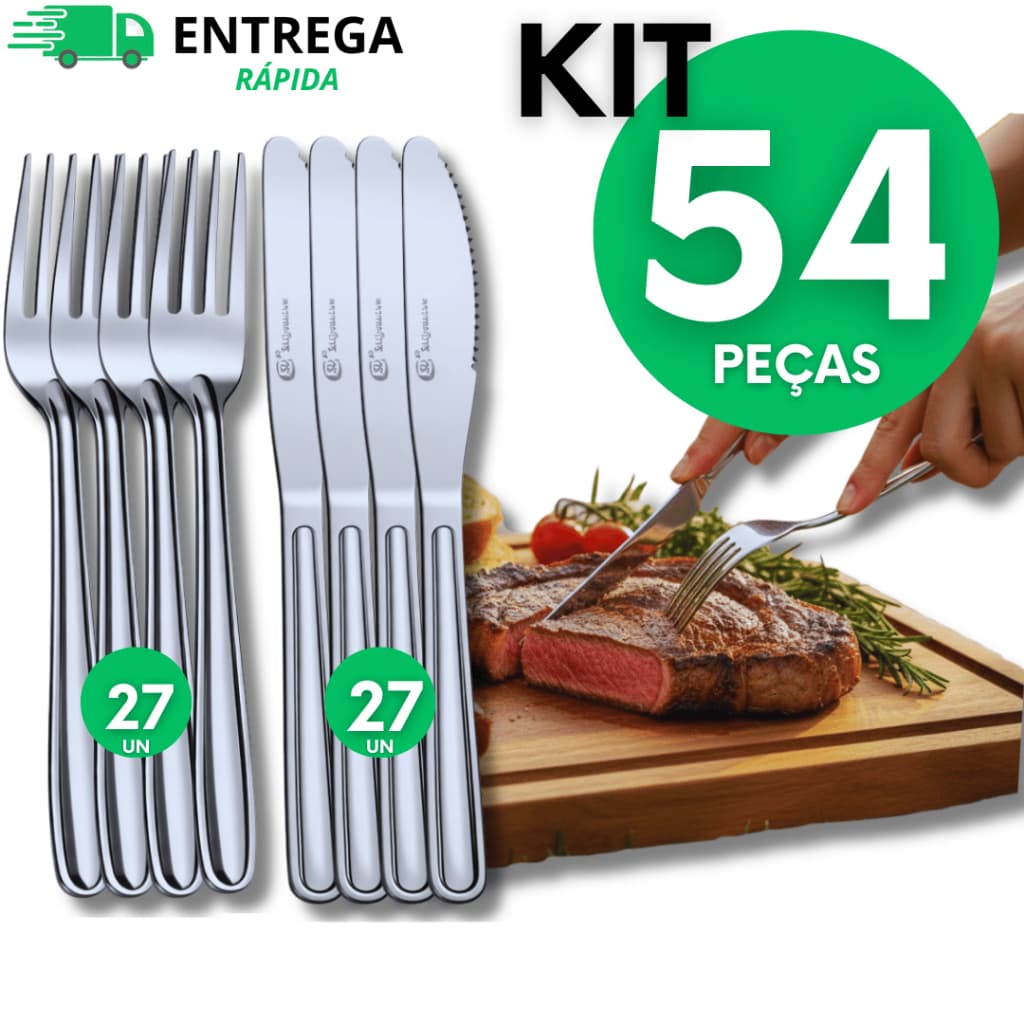 KIT Garfo Faca Aço Inox Mesa Casa Para Cozinha Restaurantes Talheres Utensílios Garfos Facas