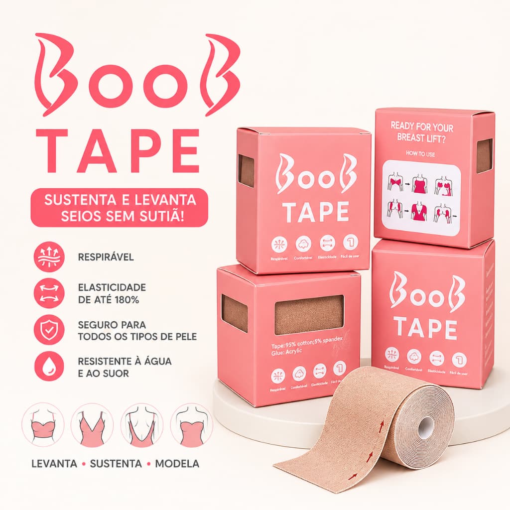 Fita Levanta Seio Protetor de Mamilo Sutiã Mama Rolo 5m Boob Tape