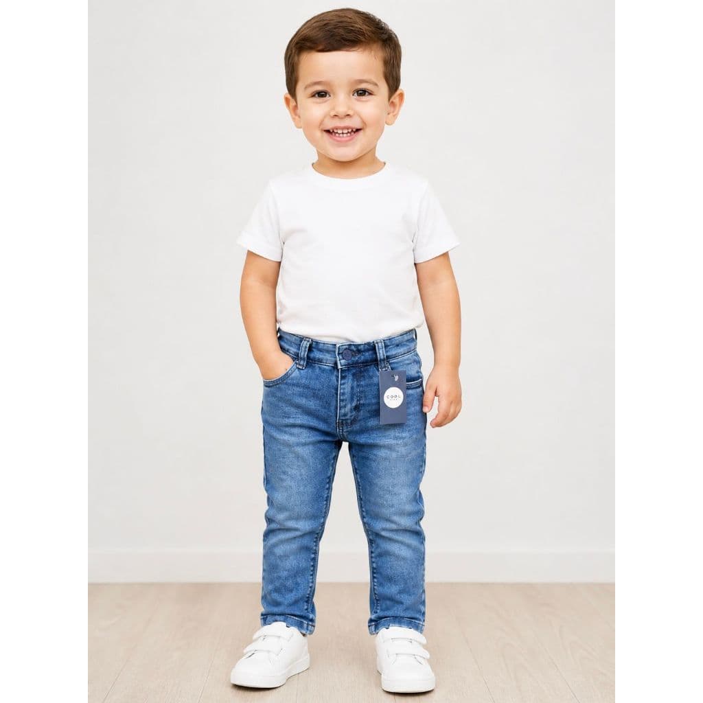 Calça Jeans Bebê Infantil menino Com Elastano E Regulador 1 2 3anos