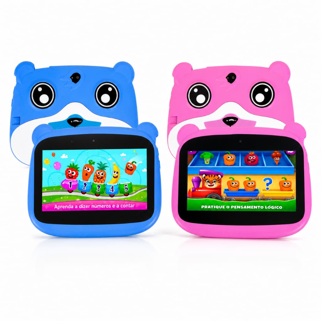 Tablet Infantil 7” Android 13 Wi-Fi 4GB RAM 64GB Tela IPS com Câmera e Capinha Divertida