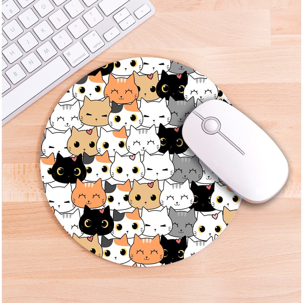 mouse pad redondo gatinhos antiderrapante borda costurada