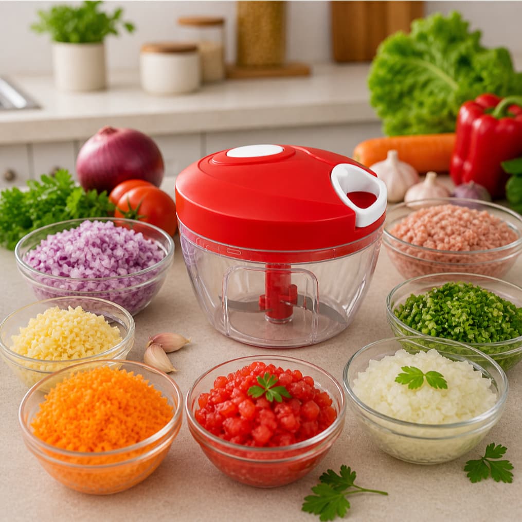 Mini Processador de Alimentos Manual 500ml Triturador Picador Multiuso Cozinha Pratica BPA Free Aço Inox