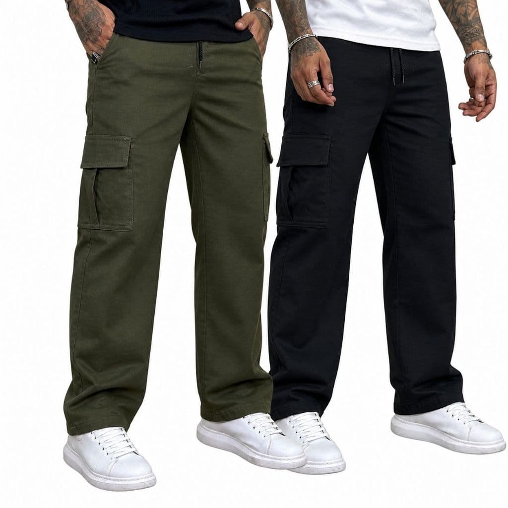 Kit Calças Masculina Cargo de Sarja Tecido Macio Tendência Gstar