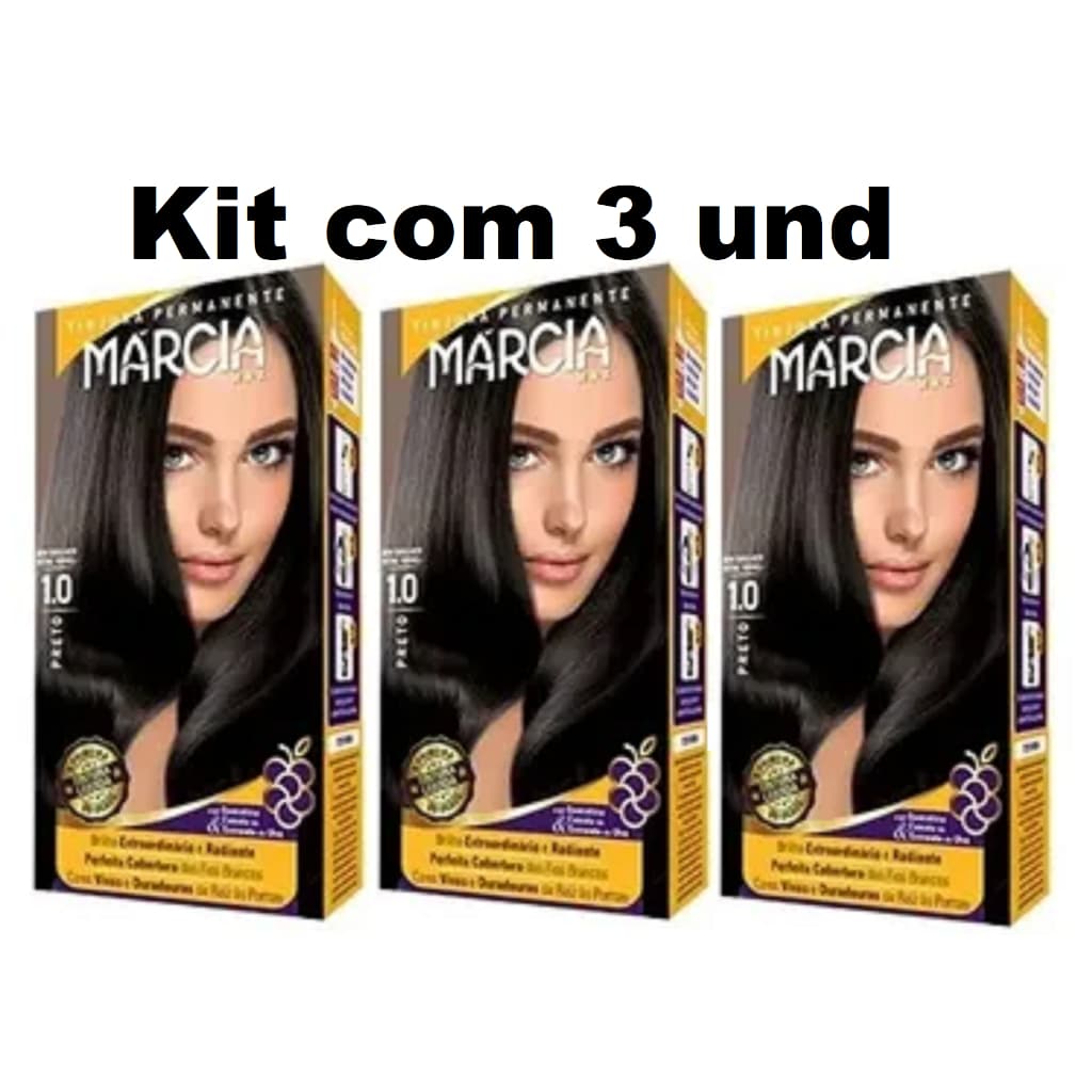 KIT COM 3 Tintura Márcia Líquido 1,0 preto