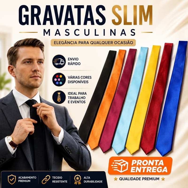 Gravata Slim Masculina Social Fina Casamento Formatura Terno