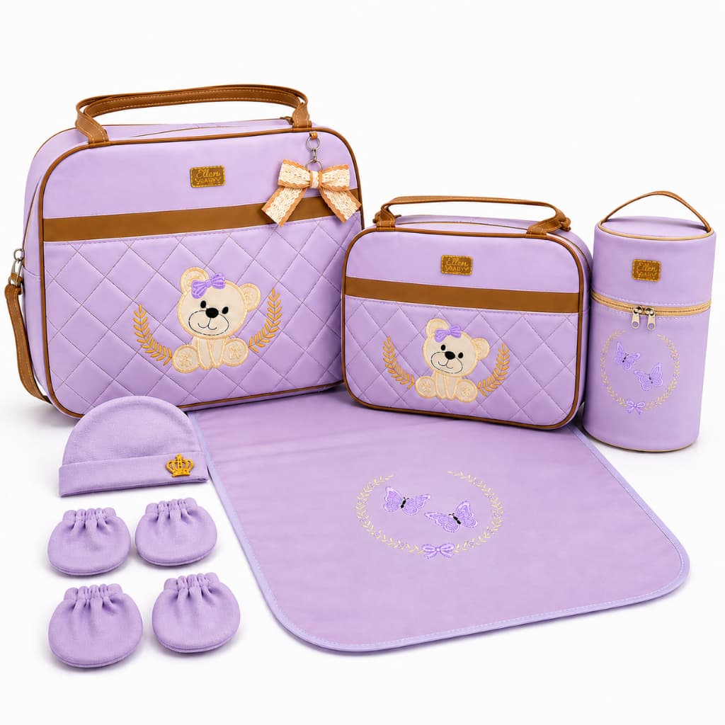 Kit Maternidade 7 peças Luxo Térmico e Impermeável Bolsas de Saída de Maternidade