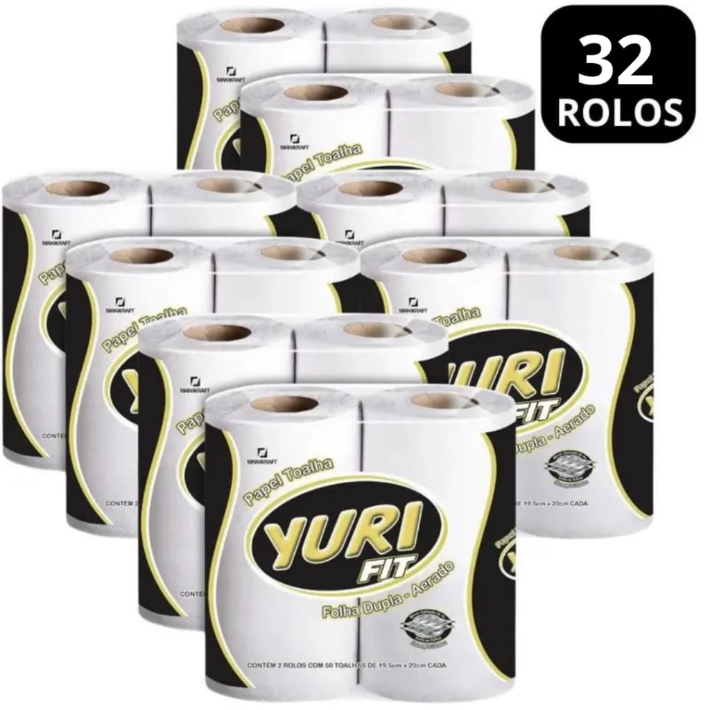 Fardo Papel Toalha Yuri Folha Dupla Super Absorvente Uso Cozinha C/16 Pacotes