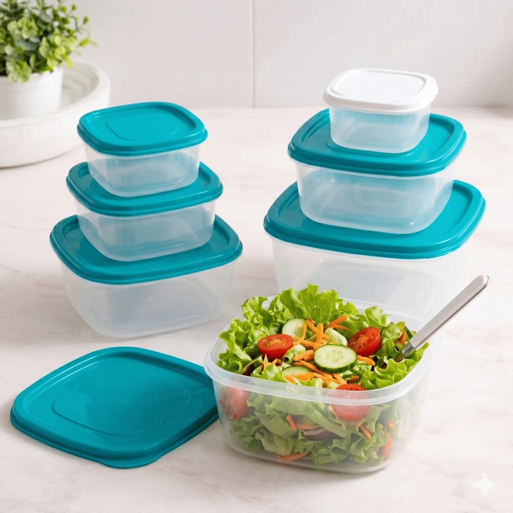 Kit 7 Potes Plásticos Marmitas BPA Free Transparente Armazenar e Congelar Alimentos Freezer