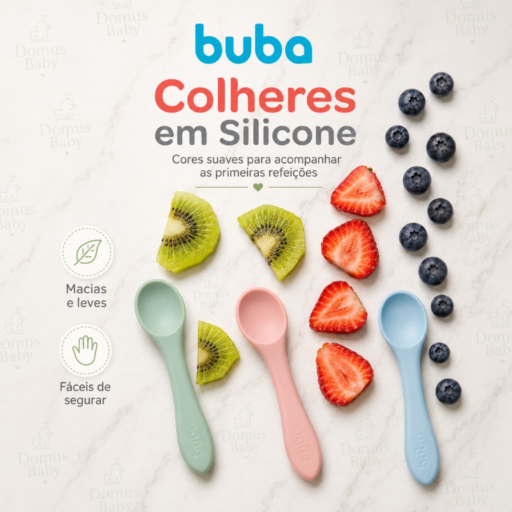 Colher De Silicone Infantil Buba Macia Flexível para Bebê