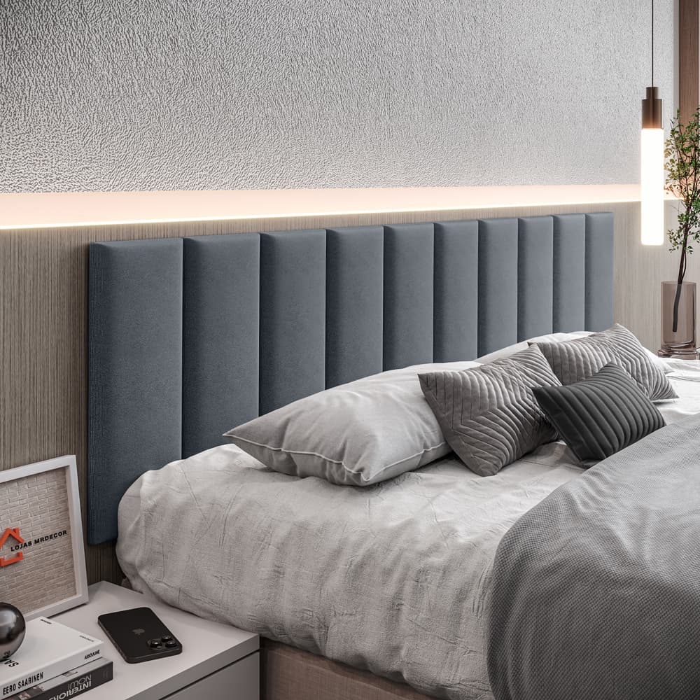 Kit Com Até 15 Placas de Cabeceira Modular Estofada 45x20cm Cama Solteiro Casal Queen King Envio24H