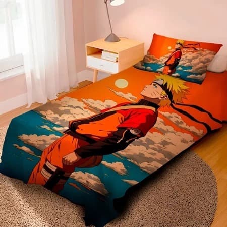 Jogo De Lençol + Fronha / Cama De Solteiro Infantil Naruto Envio Imediato Pronta Entrega