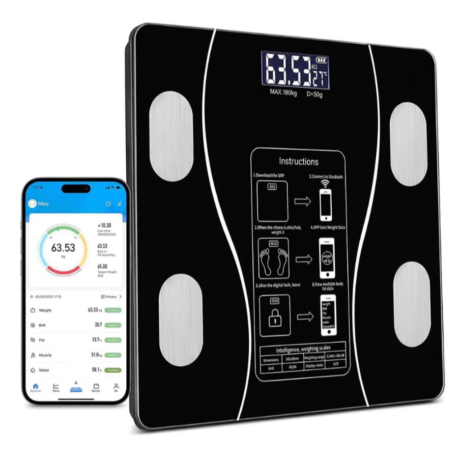 Balança Inteligente com Bioimpedância, App Integrado, Balança Digital  De Peso Corporal Capacidade de até 180kg