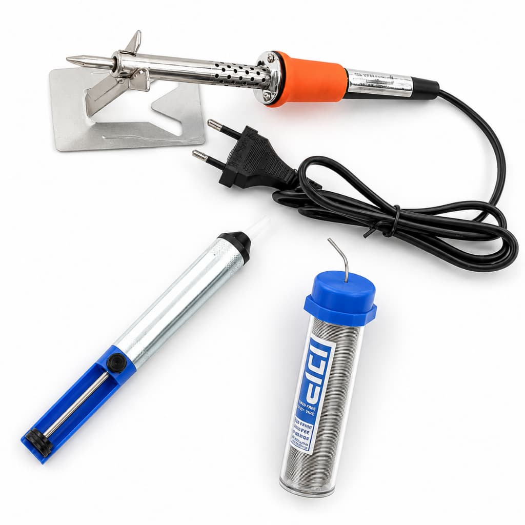 Kit Ferro De Solda Soldador 110v ou 220v Com Tubo Estanho E Sugador
