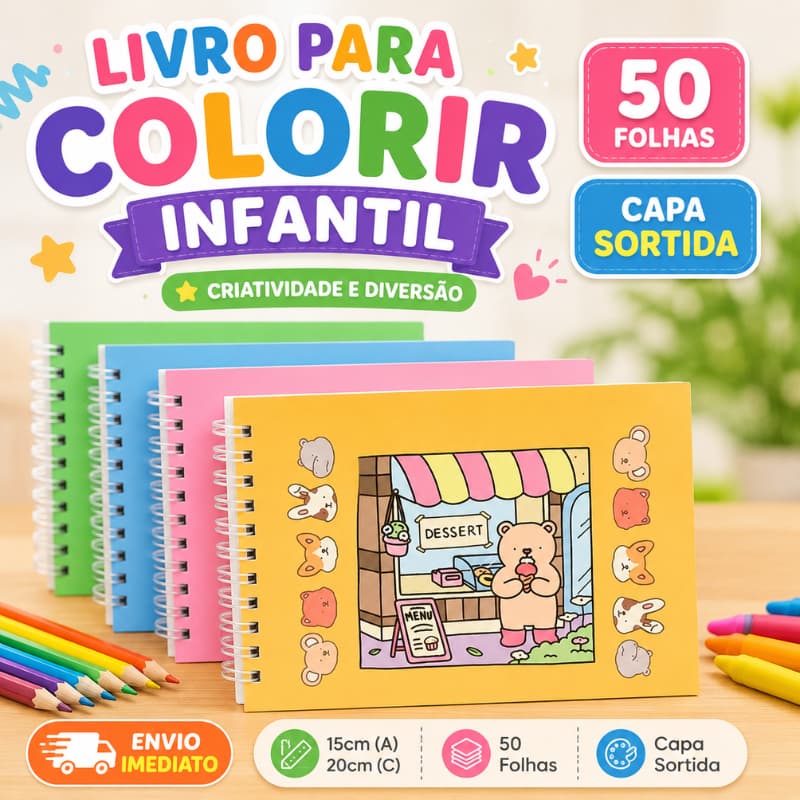 Livro Para Colorir Infantil 50 Folhas Anti Estresse Capa Sortida Oferta Envio Imediato🎨