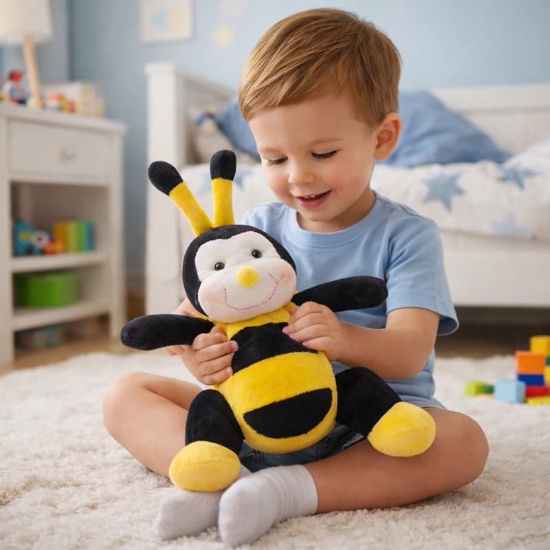 Abelha de Pelúcia Fofinha Preta e Amarela 33cm Decoração Presentes Quarto Infantil Antialérgico Brinquedo