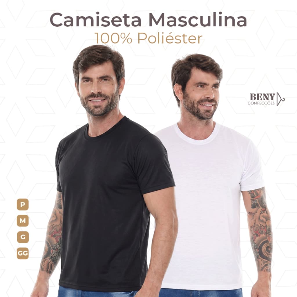 Camiseta 100% Poliéster Confortável – Básica, Leve e Resistente