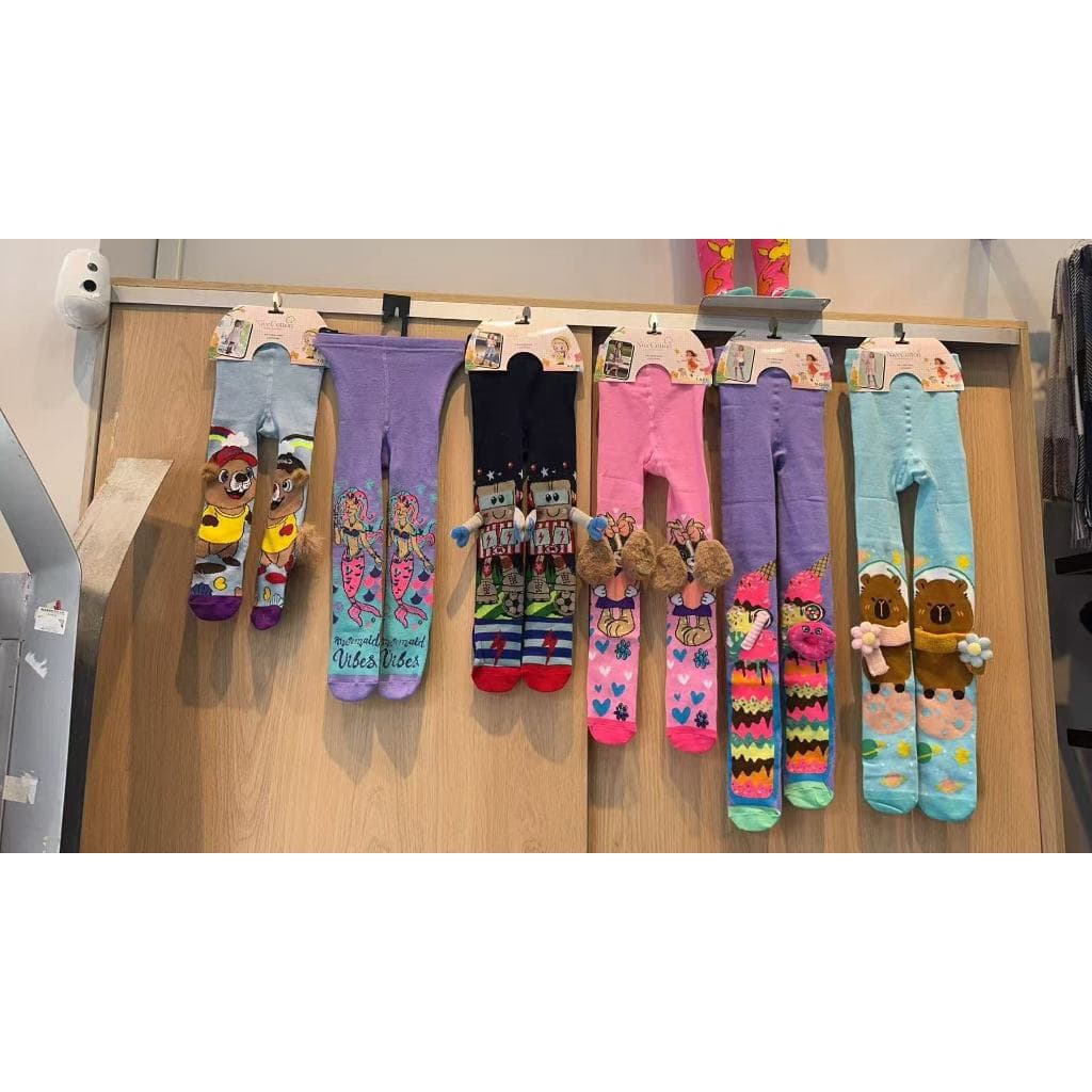 Meias-calças infantis com desenhos animados, leggings fofas decoradas em 3D.