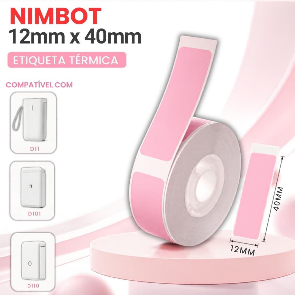 1 ROLO ETIQUETAS NIIMBOT 12x40 ROSA PINK D110 | D101 | D11