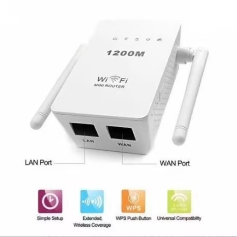 Repetidor de Sinal Roteador Wirelless 1200mbps 2 Antenas Amplificador