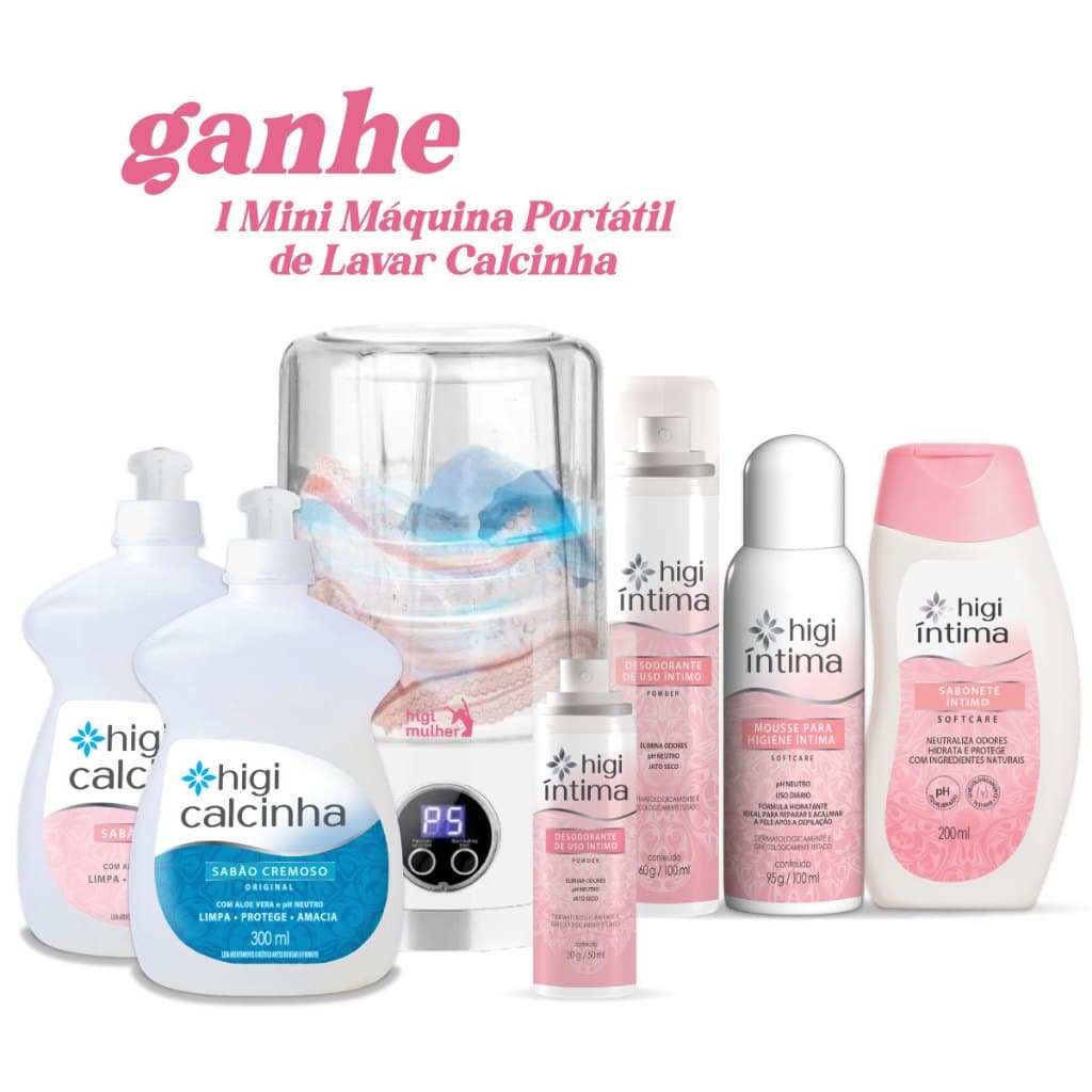 Combo Higi Mulher 6 Produtos + Mini Máquina Portátil De Lavar Calcinha