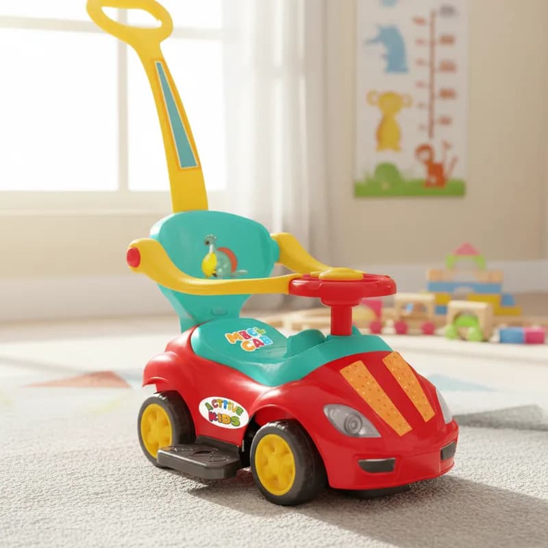 Quadriciclo Carrinho de Passeio Mega Car Infantil Vermelho C/ Haste Guia Proteção Oferta Envio Full