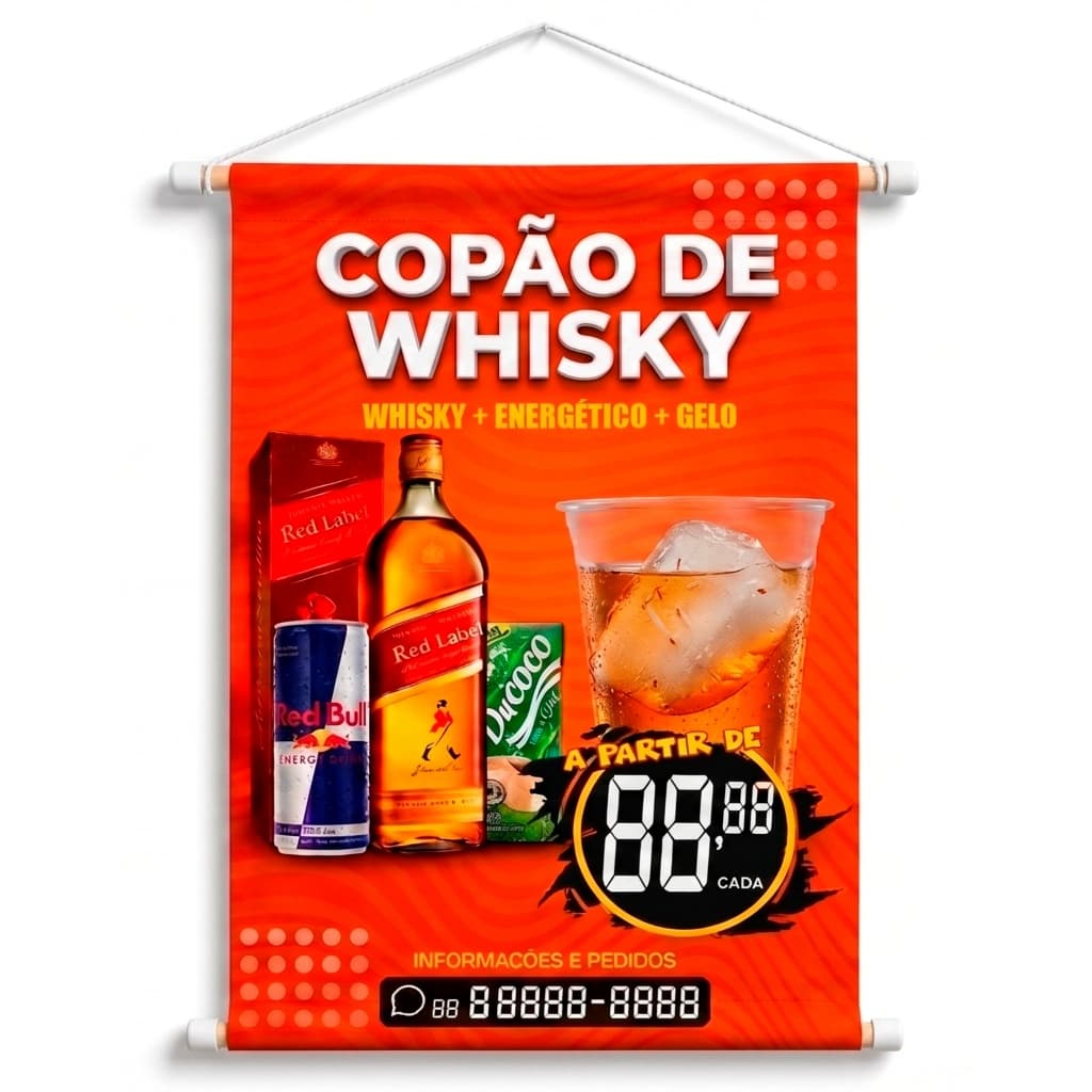Banner Copão de Whisky, Energético e Gelo de Coco diversos tamanhos