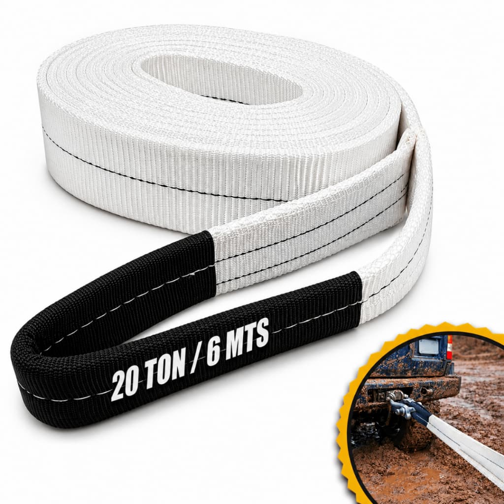 Cinta Reboque e Arraste 20 Ton 6 metrros 50mm Reforçada para 4x4 Guincho Off Road% Poliéster
