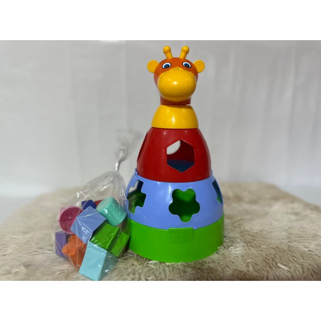 Brinquedo Educativo Bebê Girafa Didática Coordenação Motora +12 Meses