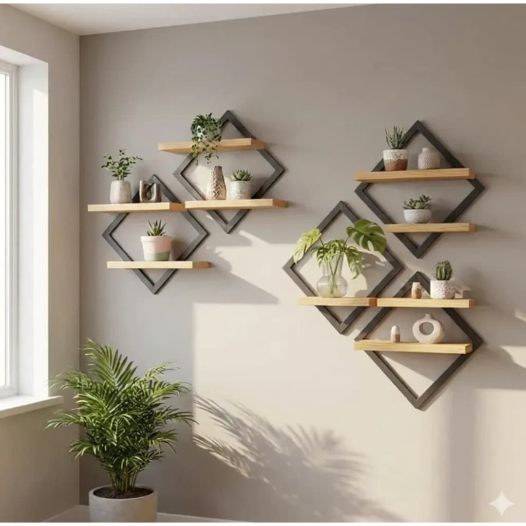 Kit 2 Prateleiras Madeira Decorativas 40 X 36 Com 2 Base