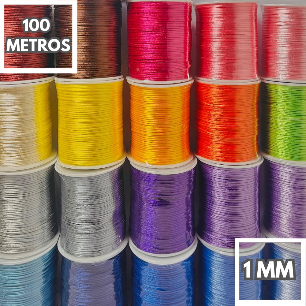 Cordão de Cetim 1mm com 100 metros, Rabo de Rato, Ideal para artesanato, laços e bijuterias   Brilho