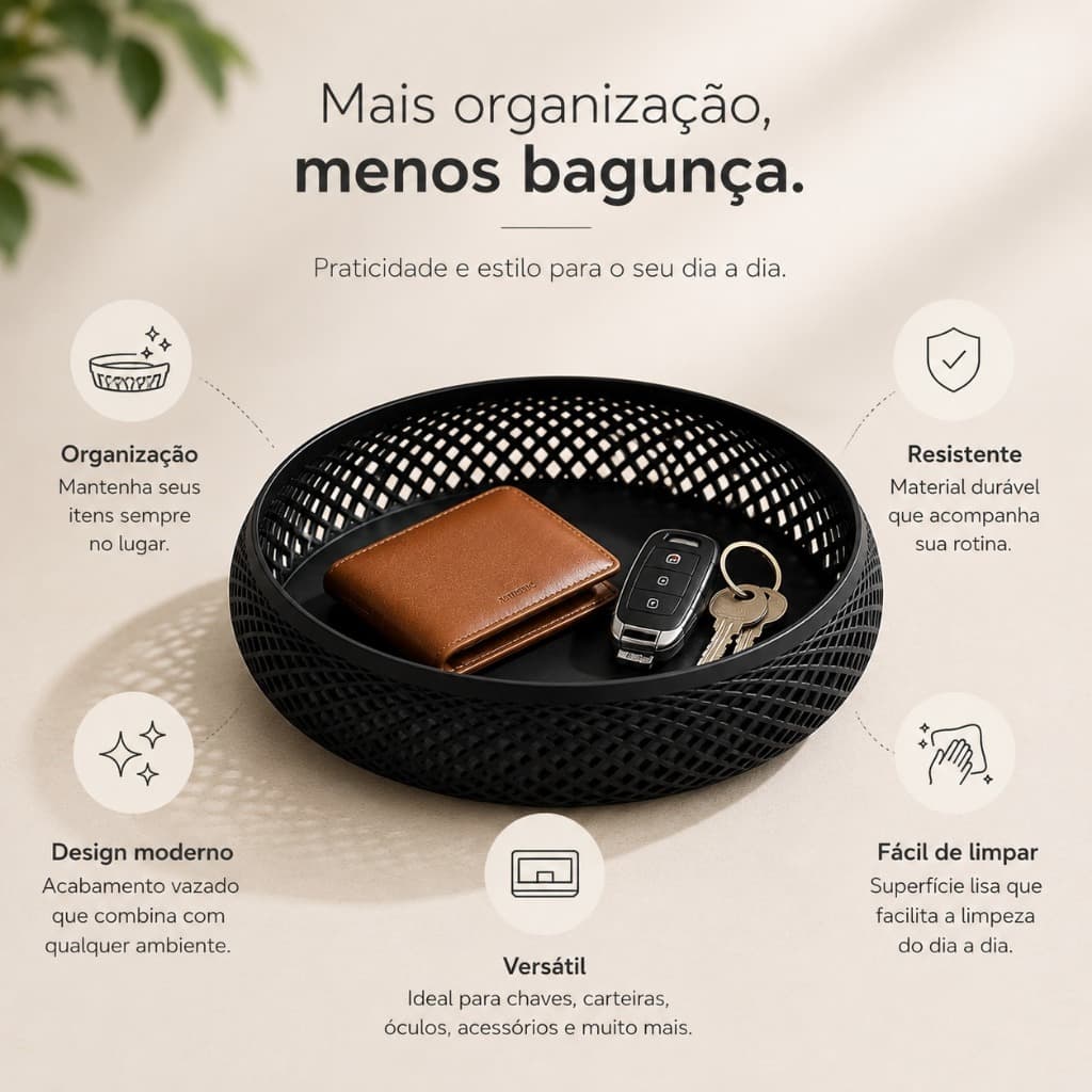 Organizador de Mesa Porta Objetos Bandeja Moderno Porta Treco Chaves Decorativo Minimalista