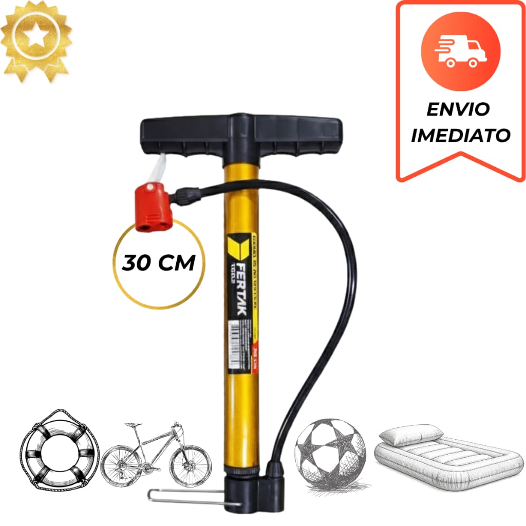 BOMBA DE AR ENCHER PNEU BICILETA MANUAL 30CM PROFISSIONAL PNEU BOIA E BOLA BIKE ENCHIMENTO RÁPIDO
