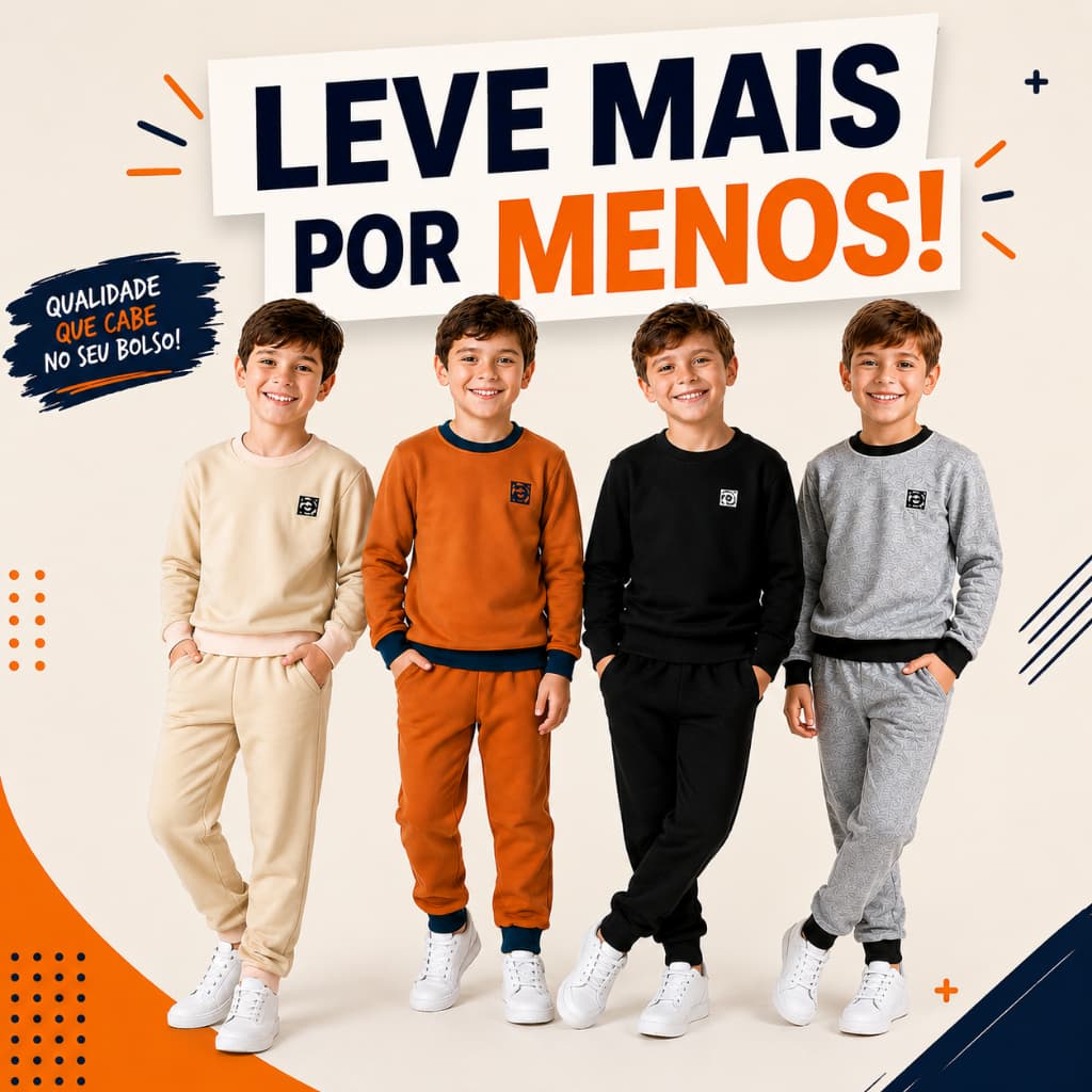 Conjunto De Moletom Infantil Kit 2 Peças De Frio Masculino 4 a 12 Anos