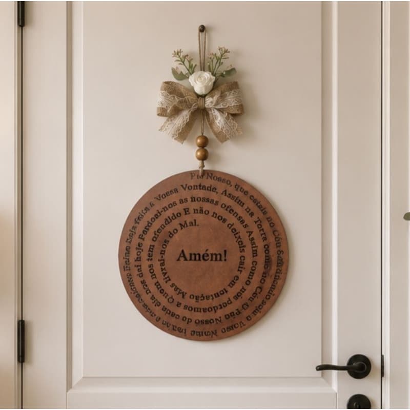 Mandala Oração Pai Nosso 25cm | Decoração Rústica Farmhouse