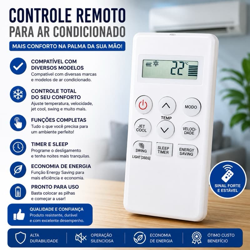 Controle Remoto Ar Condicionado Compatível com LG Smile AKB TSN TSC Frio