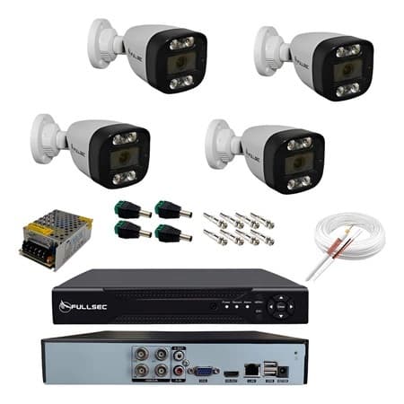 Kit 4 Câmeras Segurança Bullet Gravador Dvr 4 Ch Sem Hd