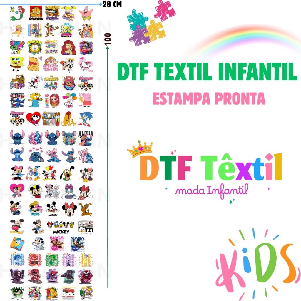 DTF Textil Aplique Termocolante Infantil Para Tecidos Estampa Pronta Ref226 Envio 24hs