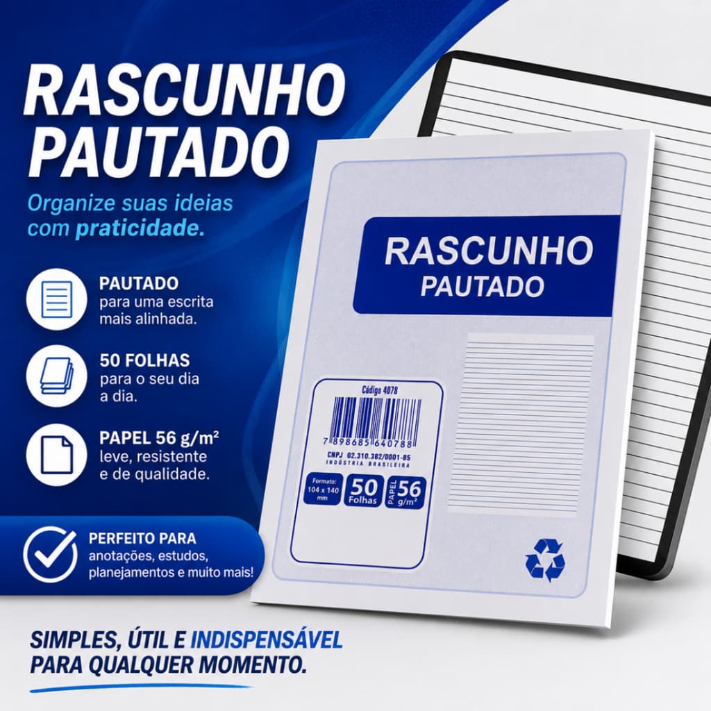 Bloco Talão de Rascunho Pautado 50 folhas Anotações Bar Restaurante com Linhas 10,4x14Cm  Qualidade