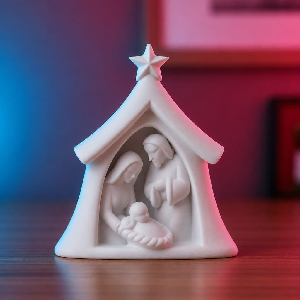 Presépio Sagrada Família Minimalista Escultura Decoração Natal Moderna