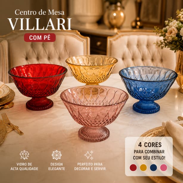 Centro Mesa Villari Com Pé Vitazza 24cm Fruteira Decorativa Mesa Posta Luxo Cores Variadas