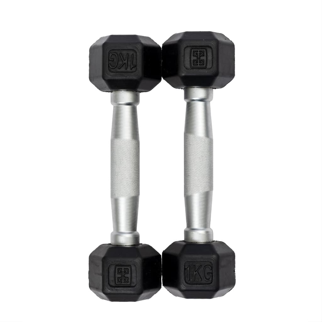 Par de Halteres 1kg Sextavados Emborrachados Vulcanizados Dumbell Peso de Academia Musculação - (2 Unidades)