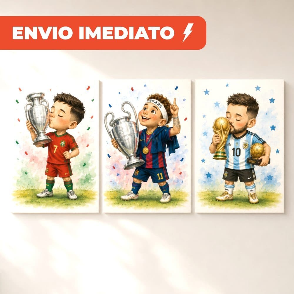 Kit 3 Quadrinhos MDF Tema Futebol Decoração Quarto Infantil Jovem Esportiva Custo Beneficio
