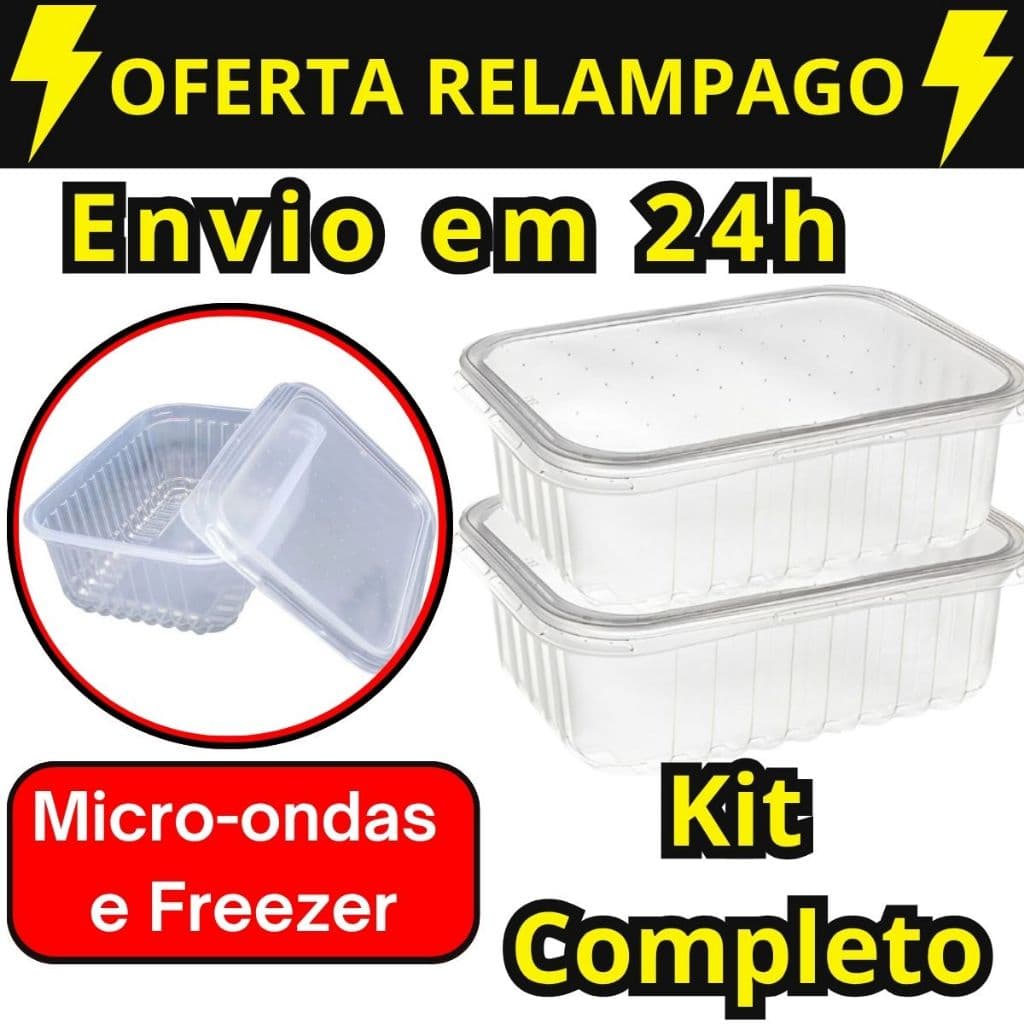Pote Marmita 500ml com 24 a 72 unidades Retangular para Microondas e Freezer