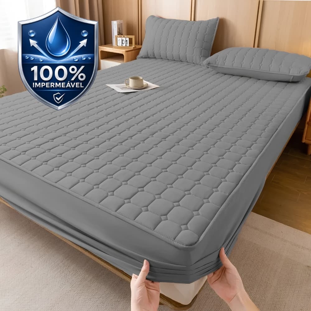 Capa Protetora Para Colchão 100% Impermeável Com Elástico Em Toda a Volta Silêncio Matelado Ultrassônico